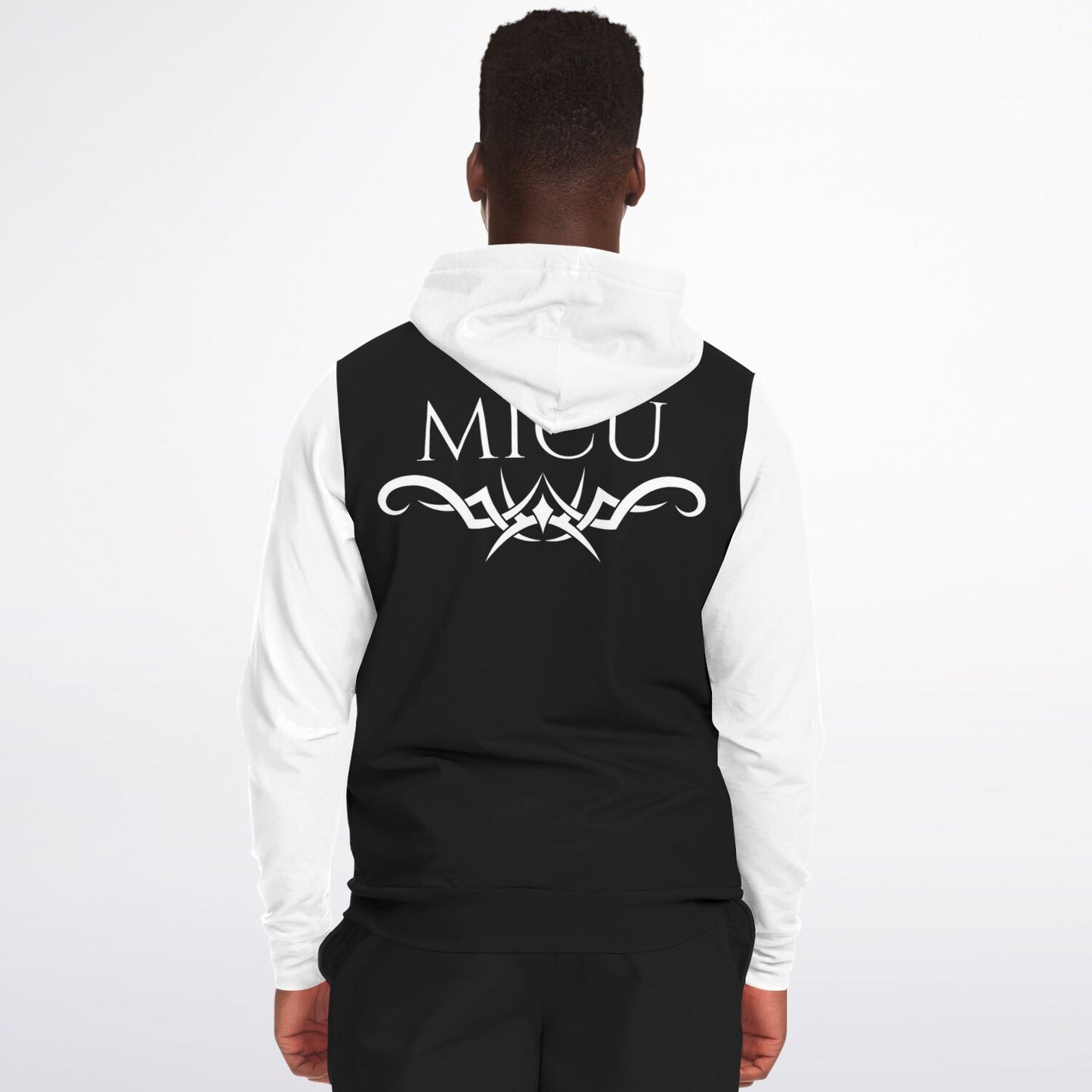 RN, MICU, Nursing, Fashion Zip-Up Hoodie - Black and white