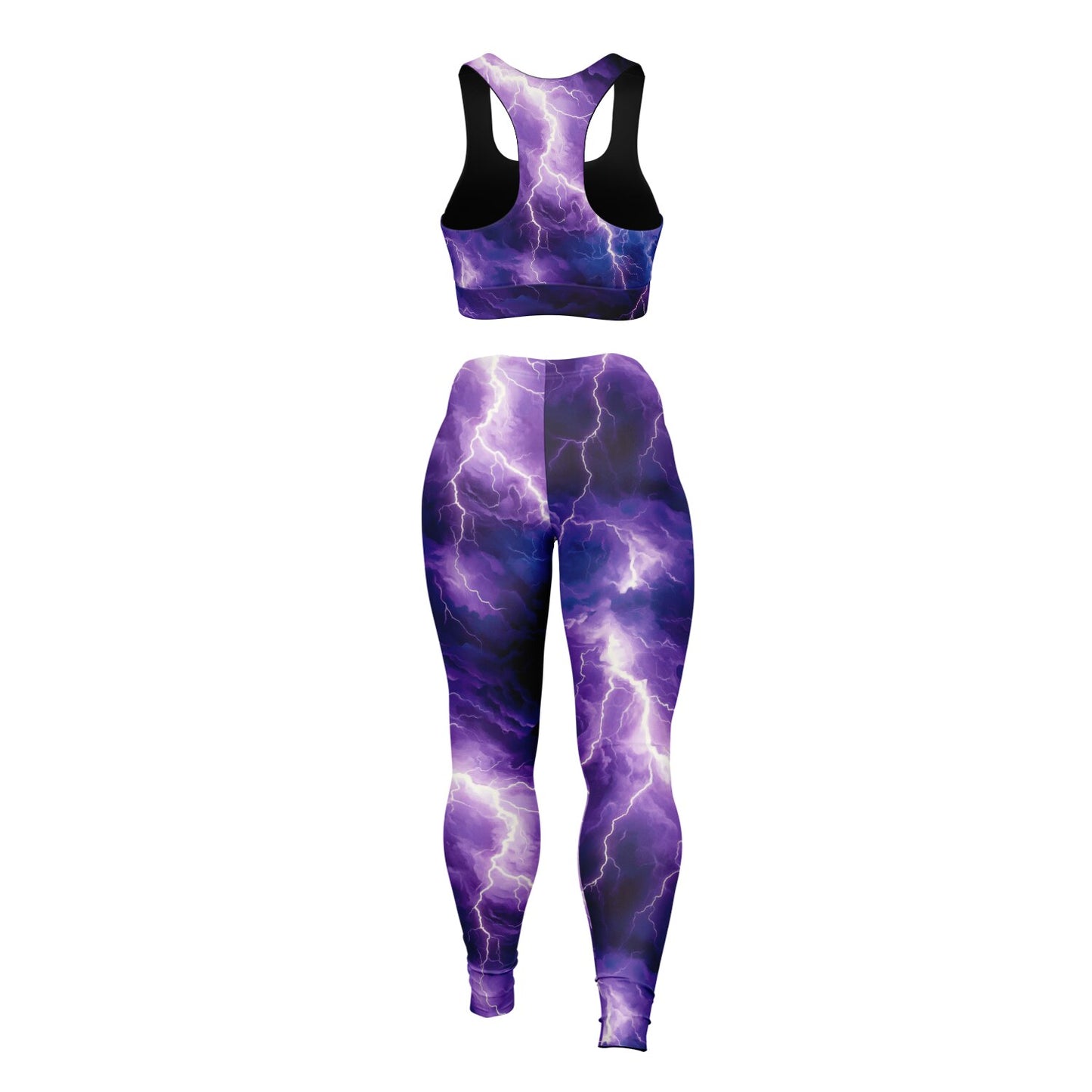Purple Lightning Padded Sports Bra & Leggings -