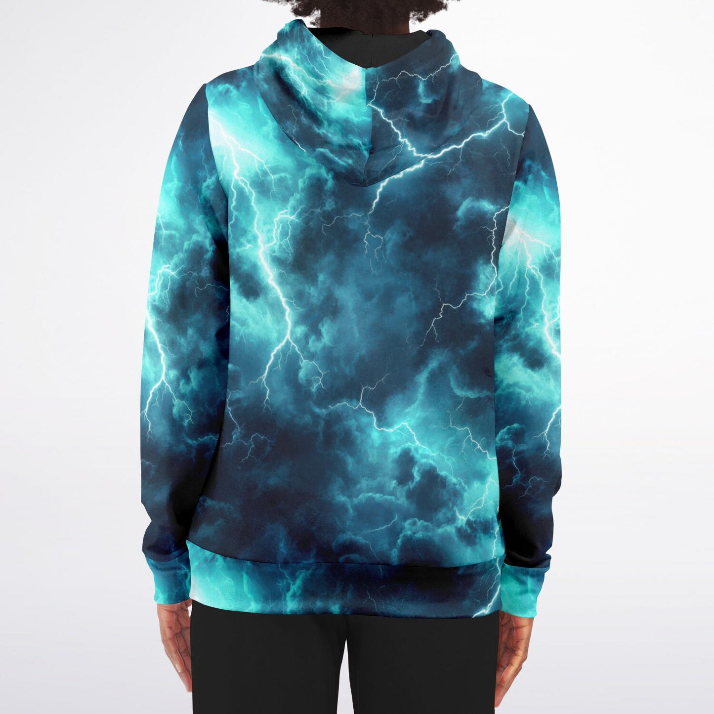 Turquoise Lightning Fashion Zip-Up Hoodie -
