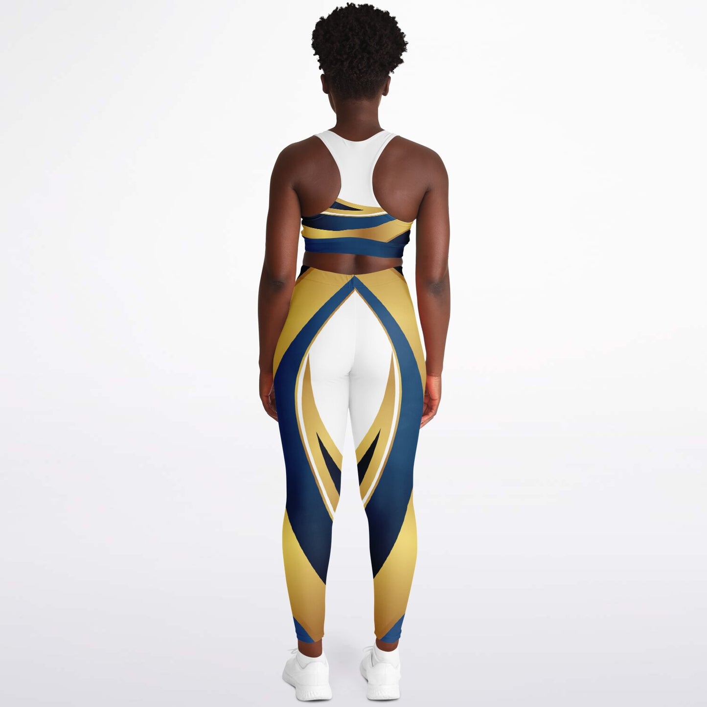 Blue and Gold Padded Sports Bra & Leggings -