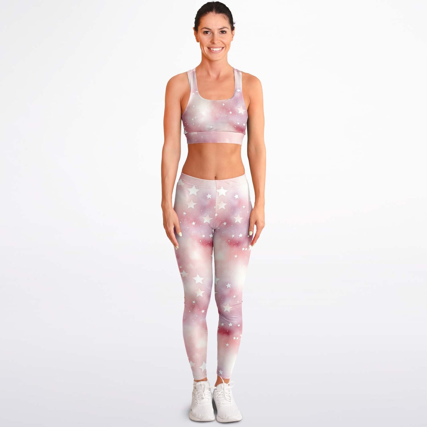Pink stars Padded Sports Bra & Leggings - AOP