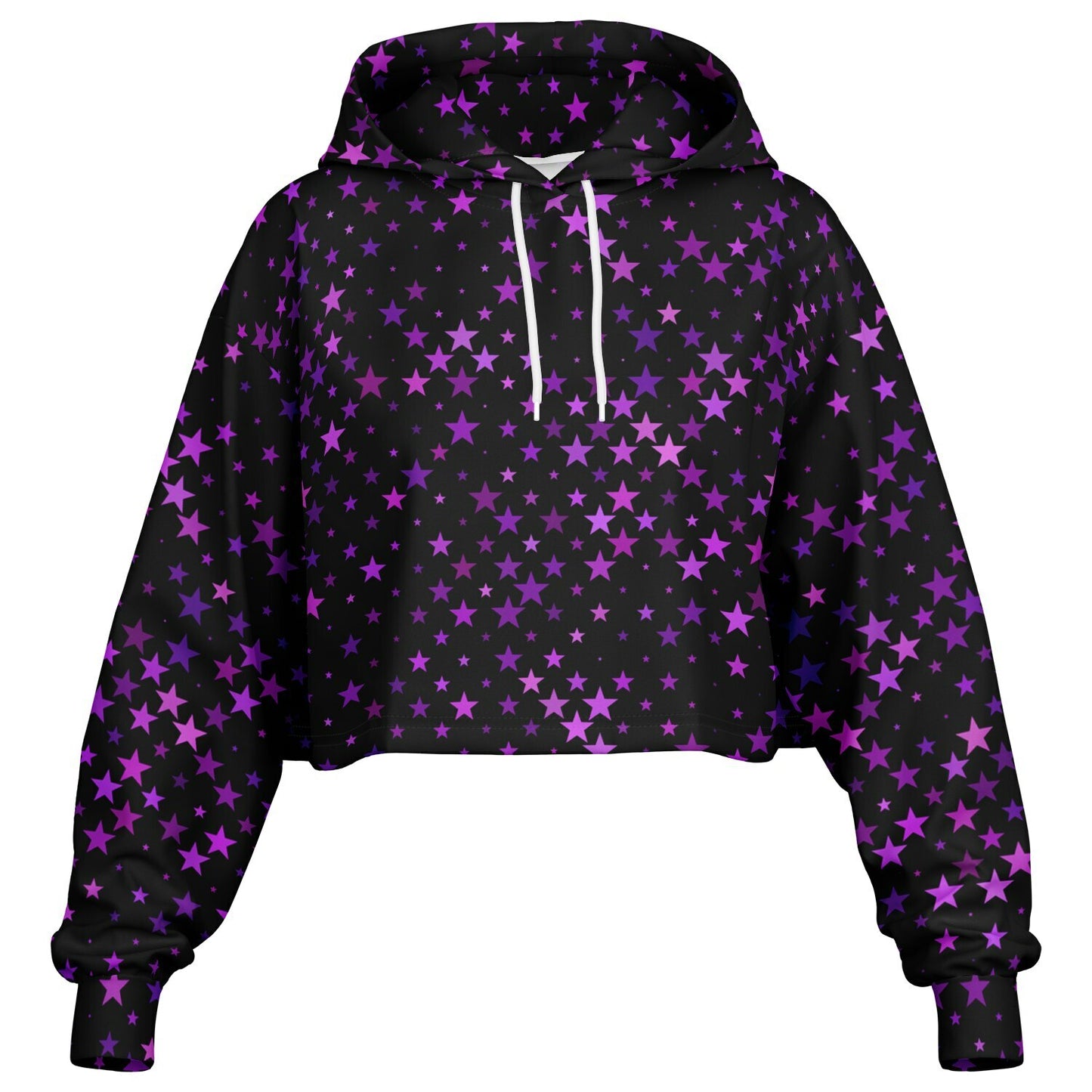 Purple Star Crop Top Hoodie - AOP