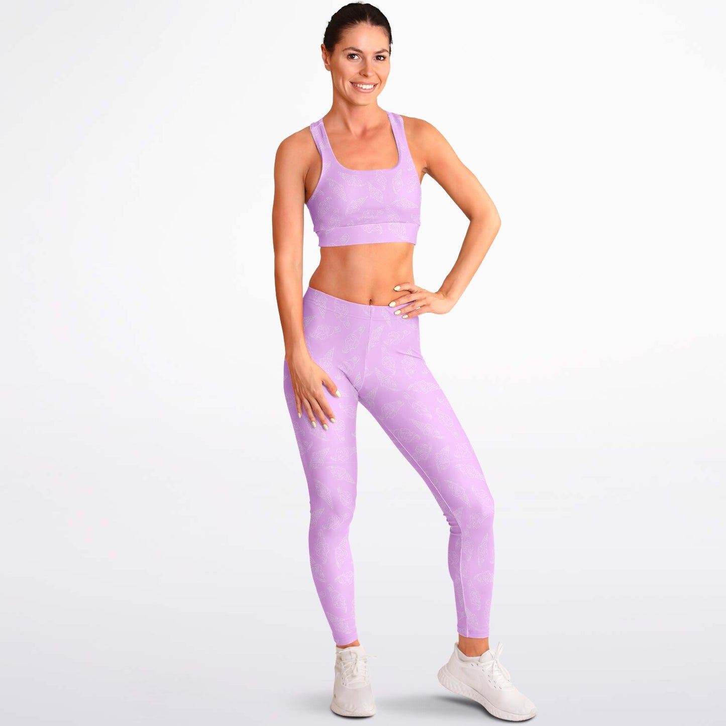 Purple ice cream cone Padded Sports Bra & Leggings - AOP