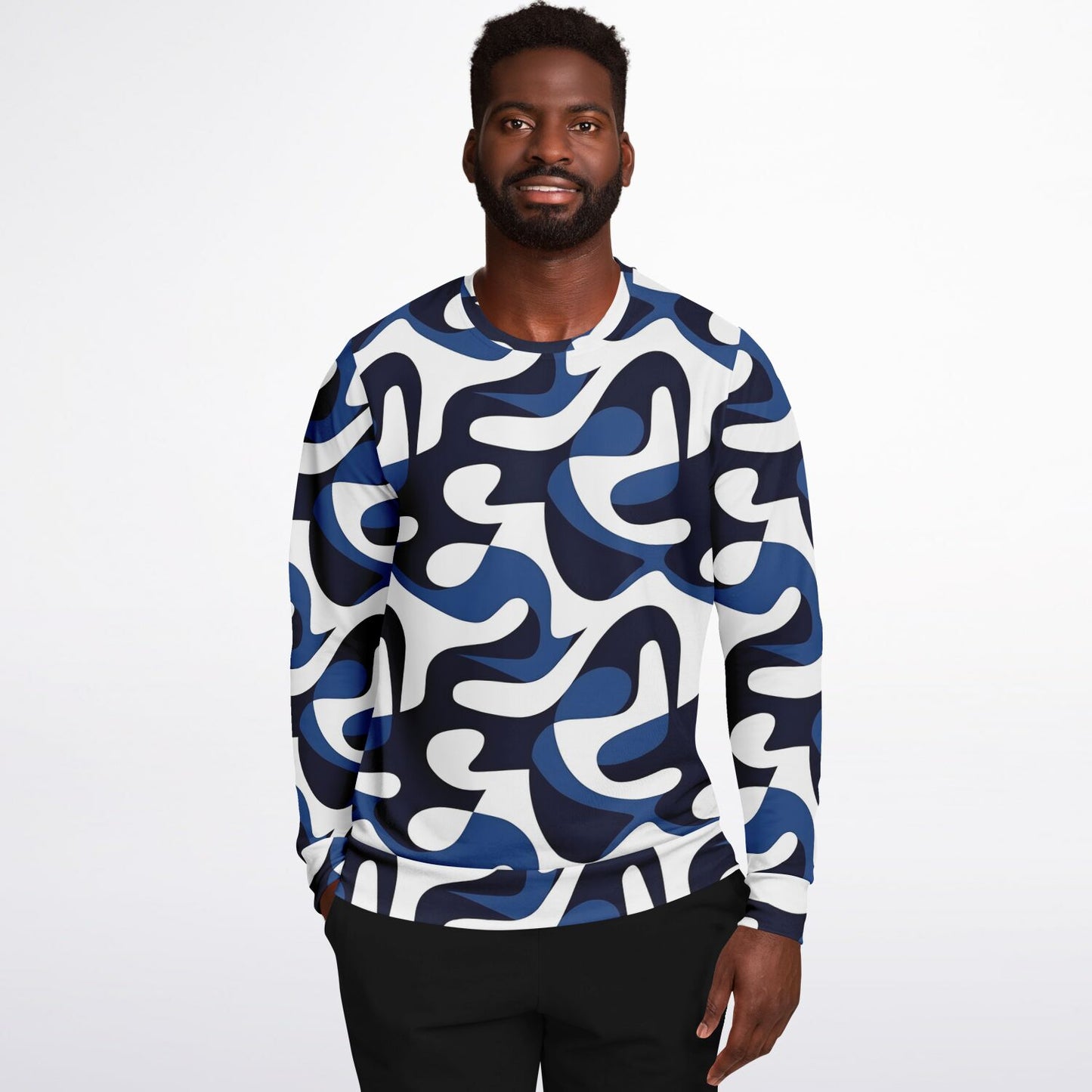 Blue and white Crew Sweatshirt - AOP