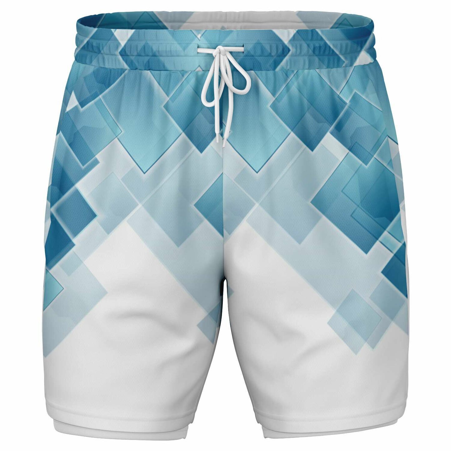 White blue diamond Men's 2-in-1 Shorts