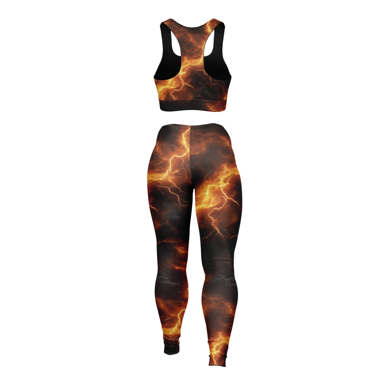 Yellow Lightning Padded Sports Bra & Leggings -