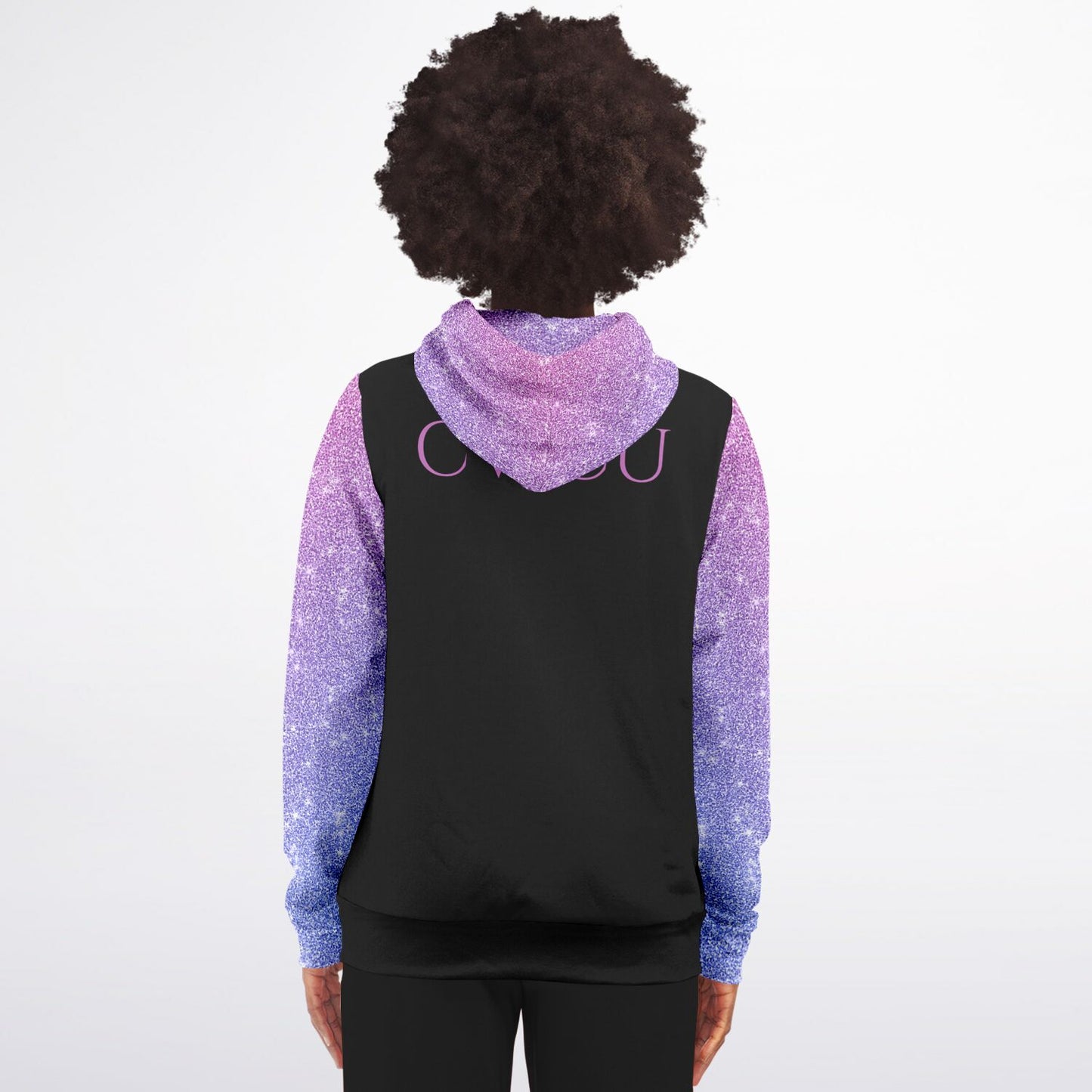 CVICU, RN, Nurse Fashion Zip-Up Hoodie - Black, purple and pink