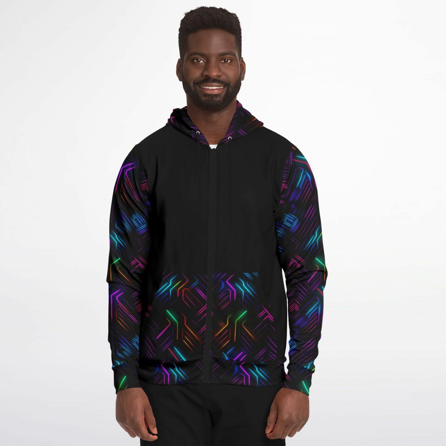 Neon Lights Zip-Up Hoodie - AOP D3