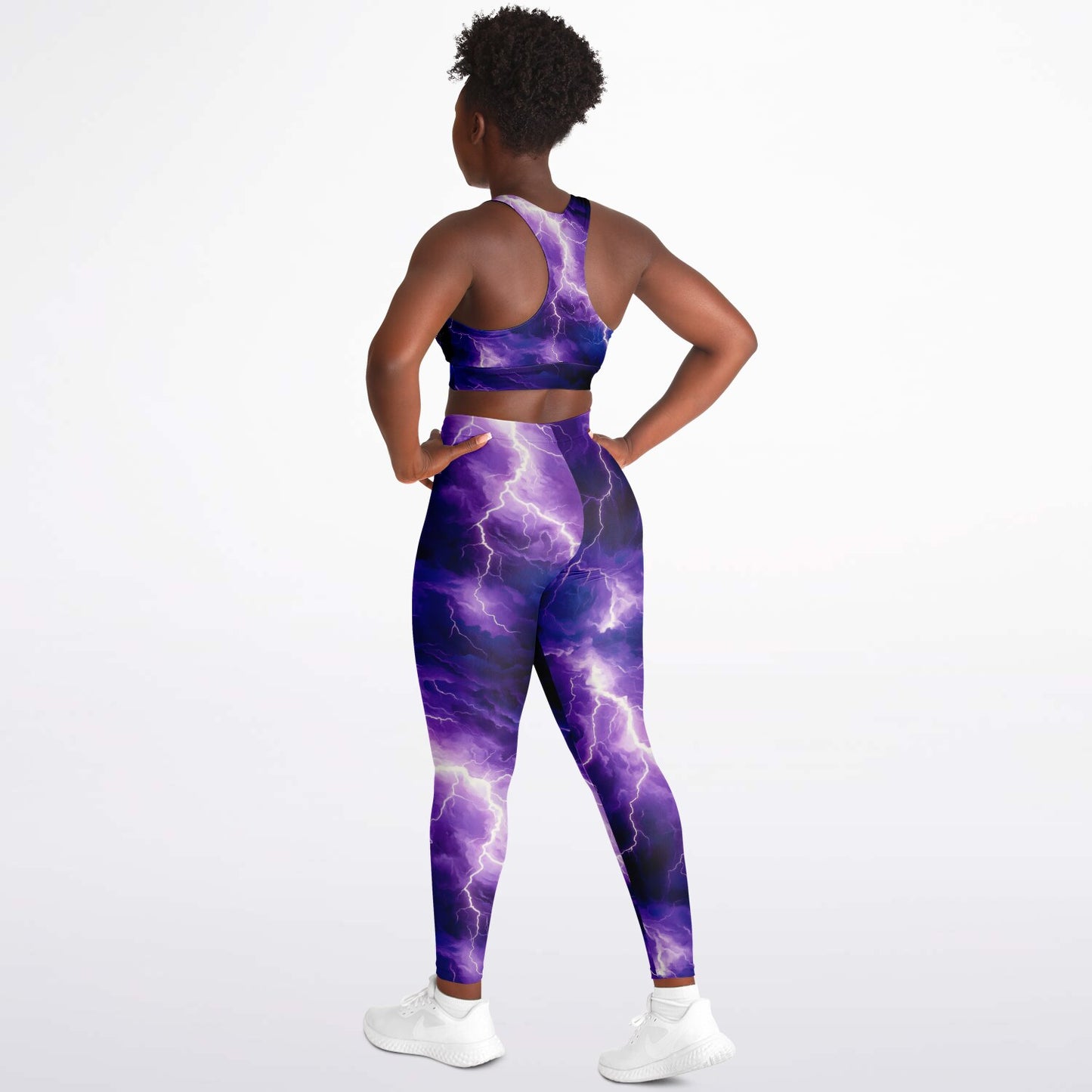 Purple Lightning Padded Sports Bra & Leggings -