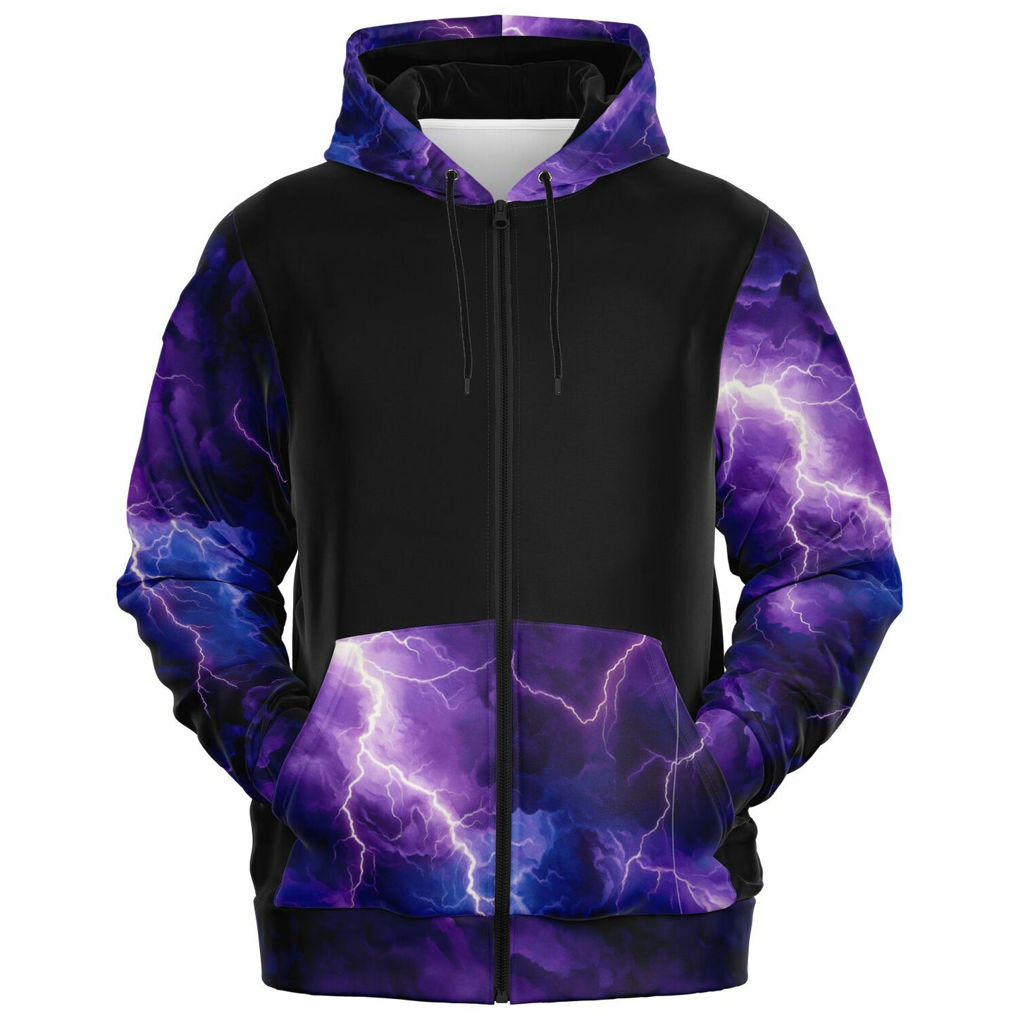 Purple Lightening Fashion Zip-Up Hoodie -