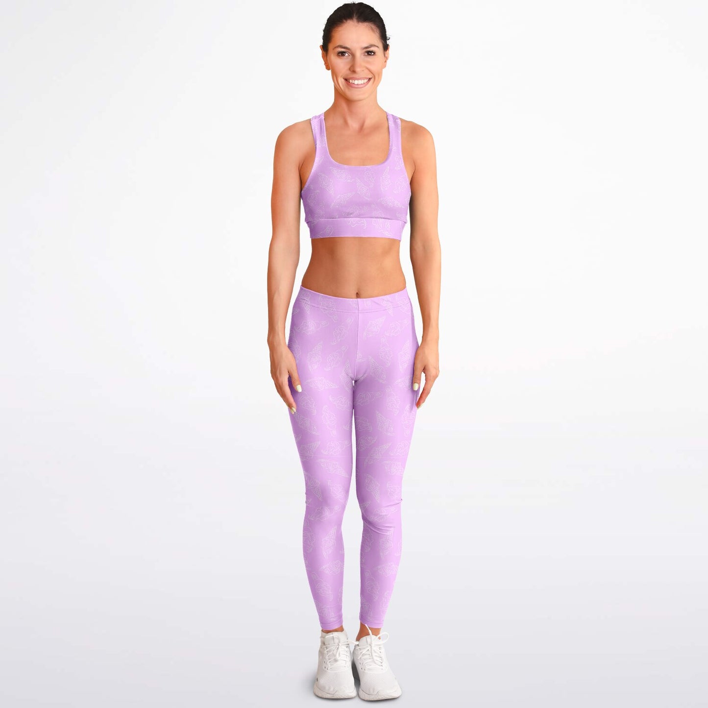Purple ice cream cone Padded Sports Bra & Leggings - AOP