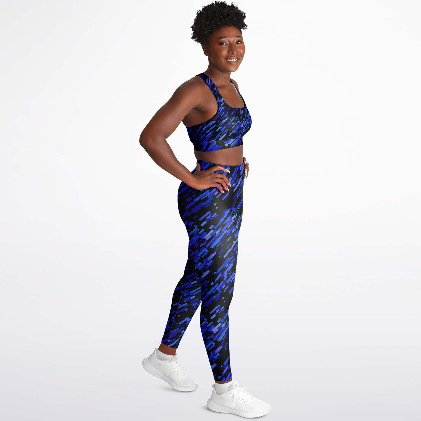 Blue abstract Padded Sports Bra & Leggings - AOP