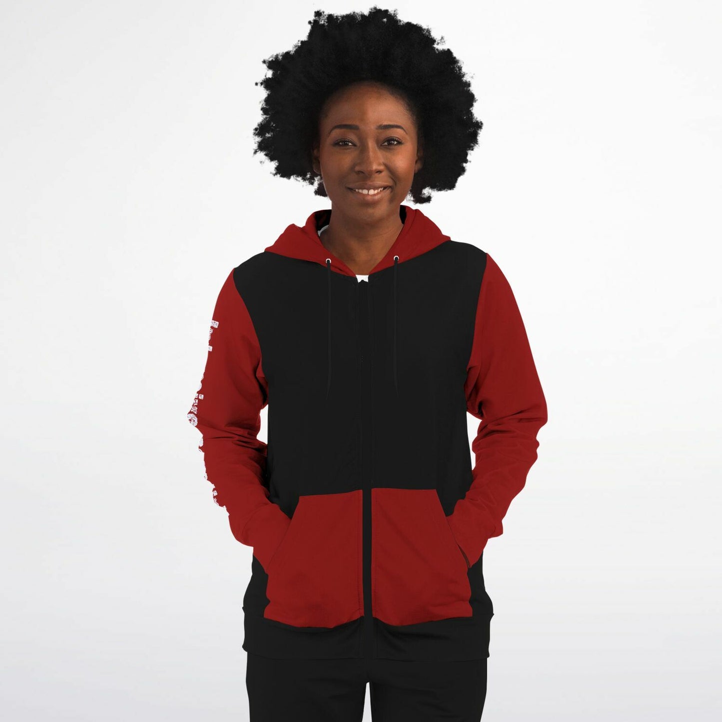 ICU Nurse Flag with Red sleeves Fashion Zip-Up Hoodie -