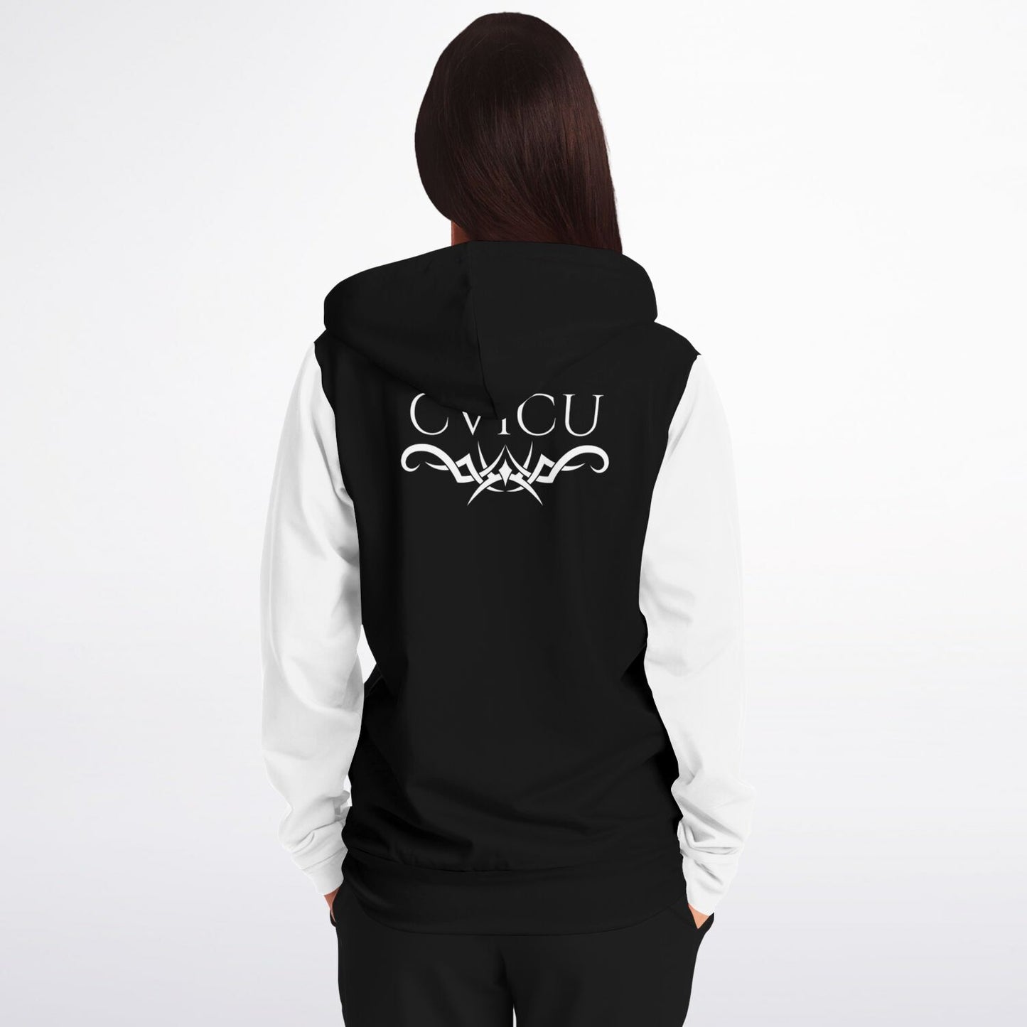RN, CVICU, Nursing, Fashion Zip-Up Hoodie - Black and White