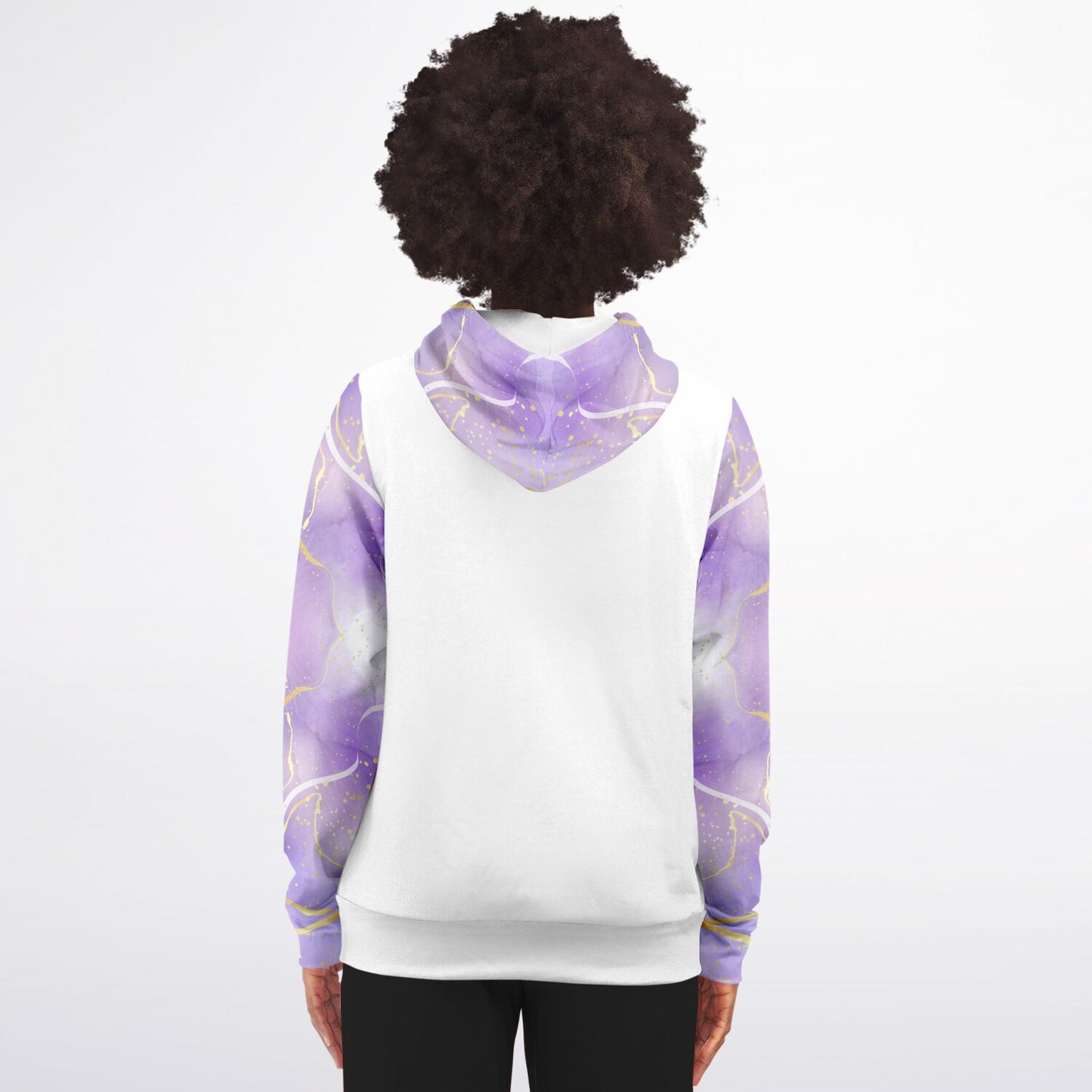 RN, Nurse Fashion Zip-Up Hoodie - White, gold text, with purple and gold ribbon sleeves