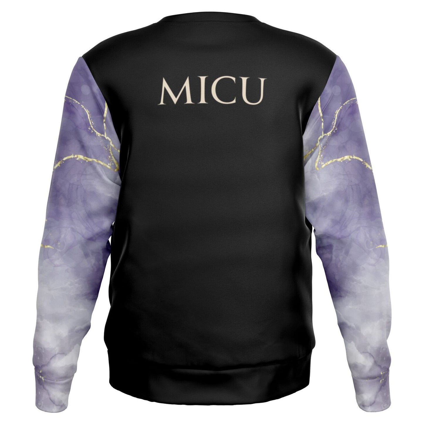 MICU RN Crew Sweatshirt - Black, Dark Purple with gold- Gold text