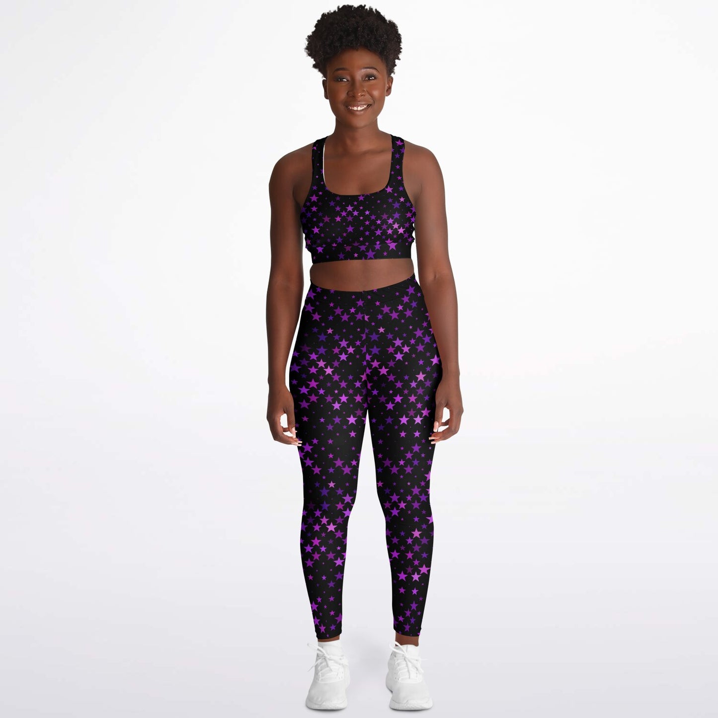 Purple Stars Padded Sports Bra & Leggings - AOP