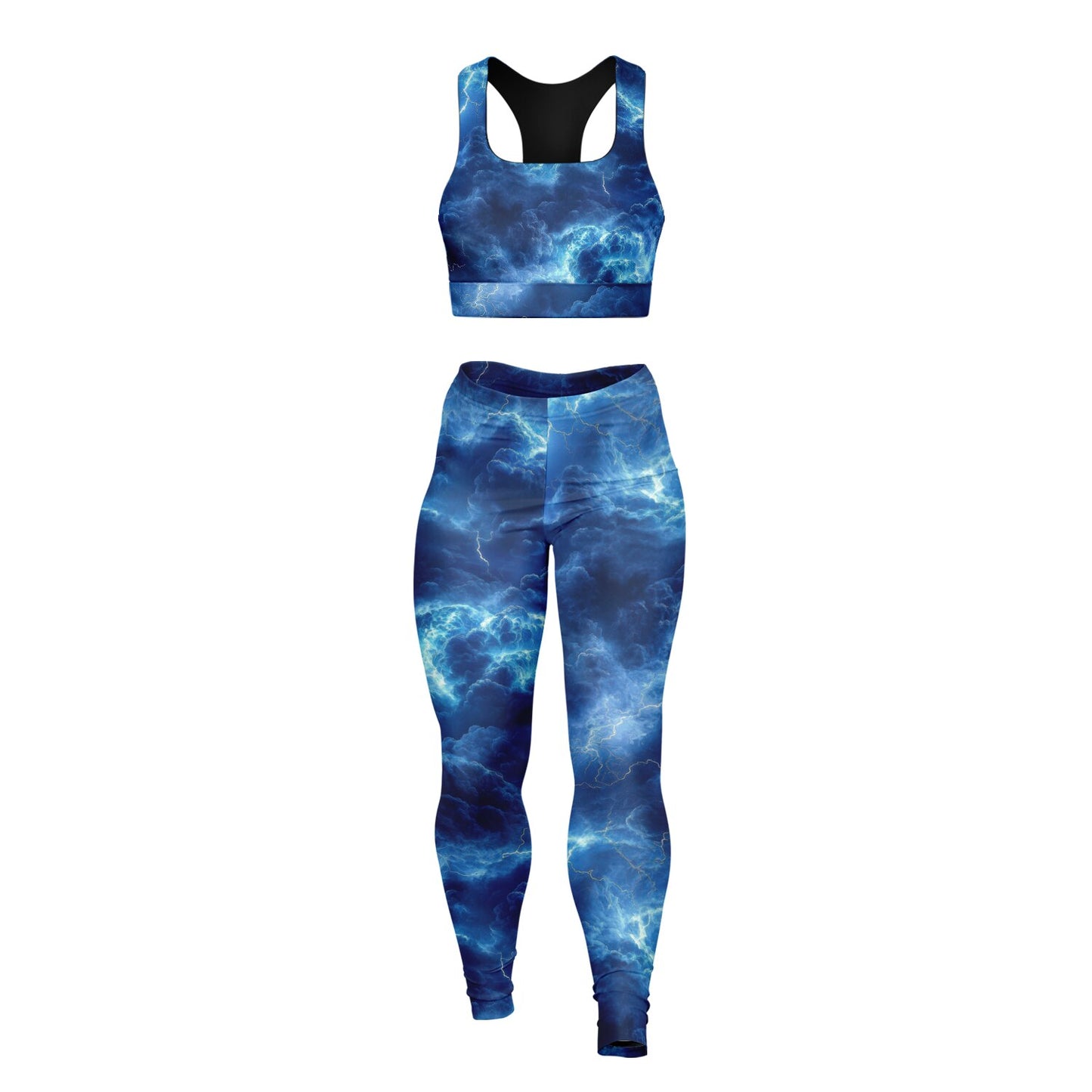 Blue Lightening Padded Sports Bra & Leggings -
