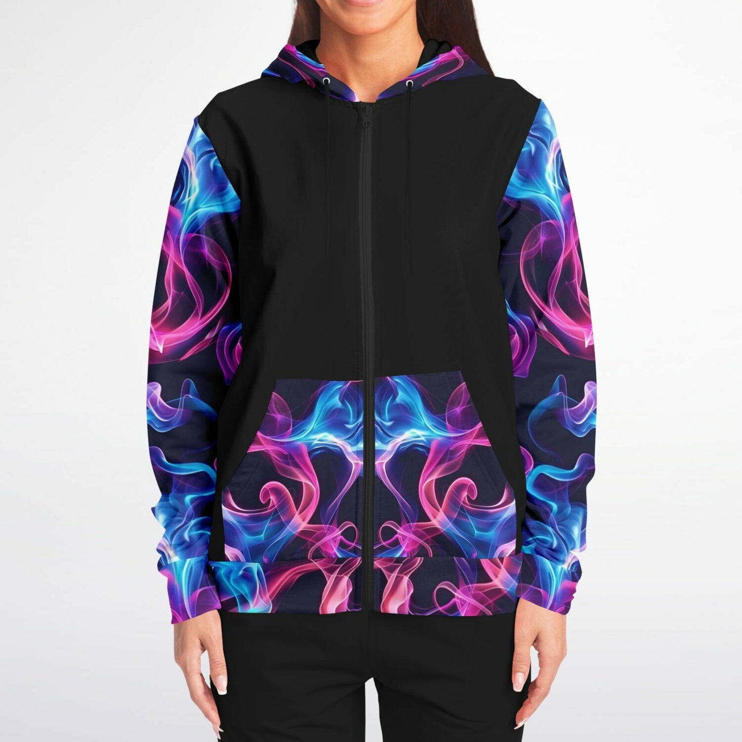 Neon smoke 1 Fashion Zip-Up Hoodie - Black