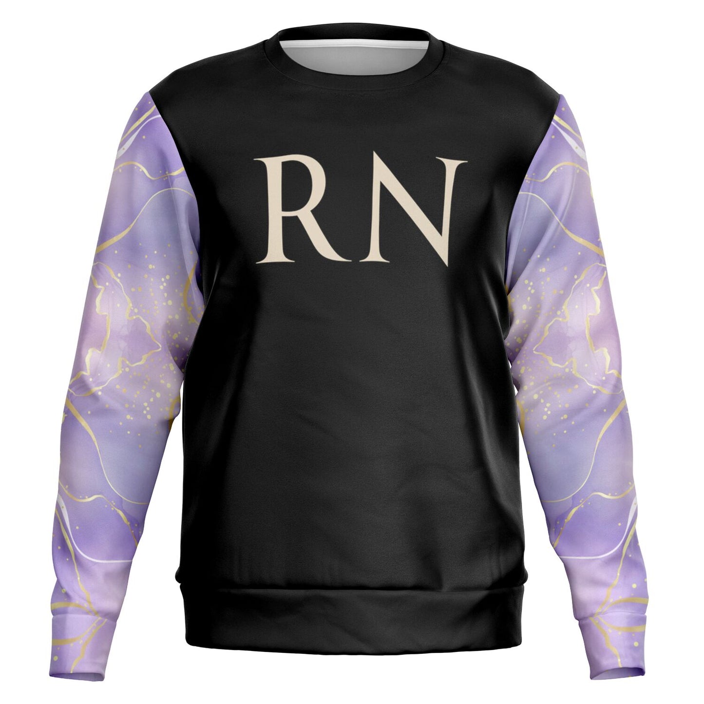 RN Crew Sweatshirt - Black, Purple with gold- Gold text