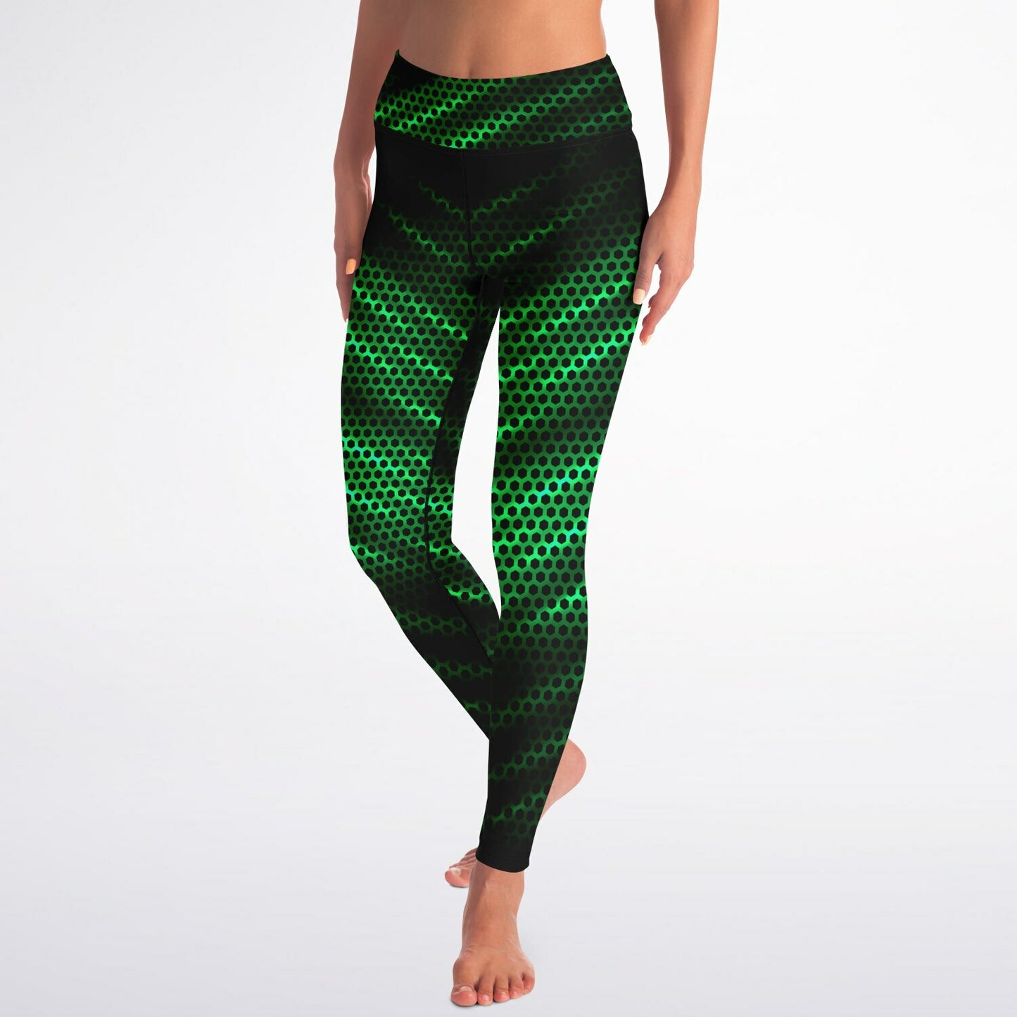 Black Carbon with Green Yoga Leggings