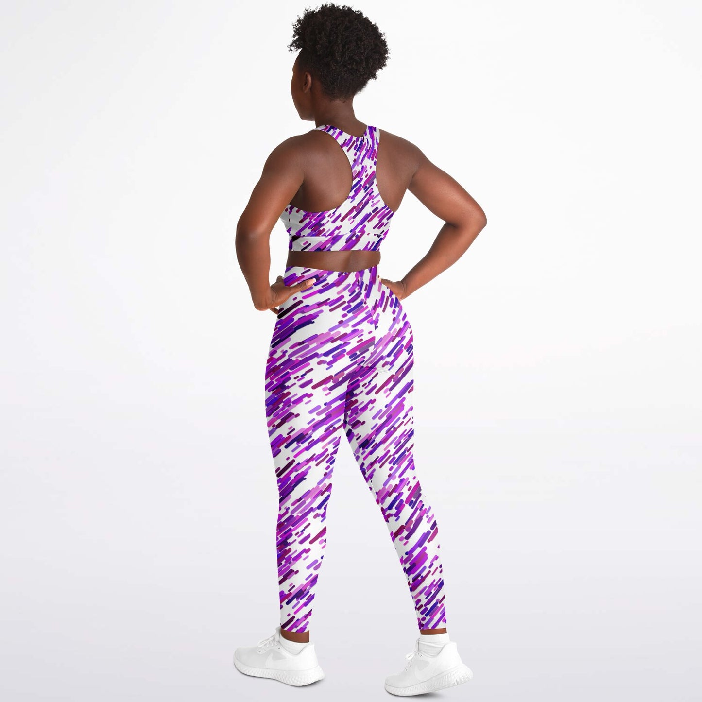 Purple abstract Padded Sports Bra & Leggings - AOP
