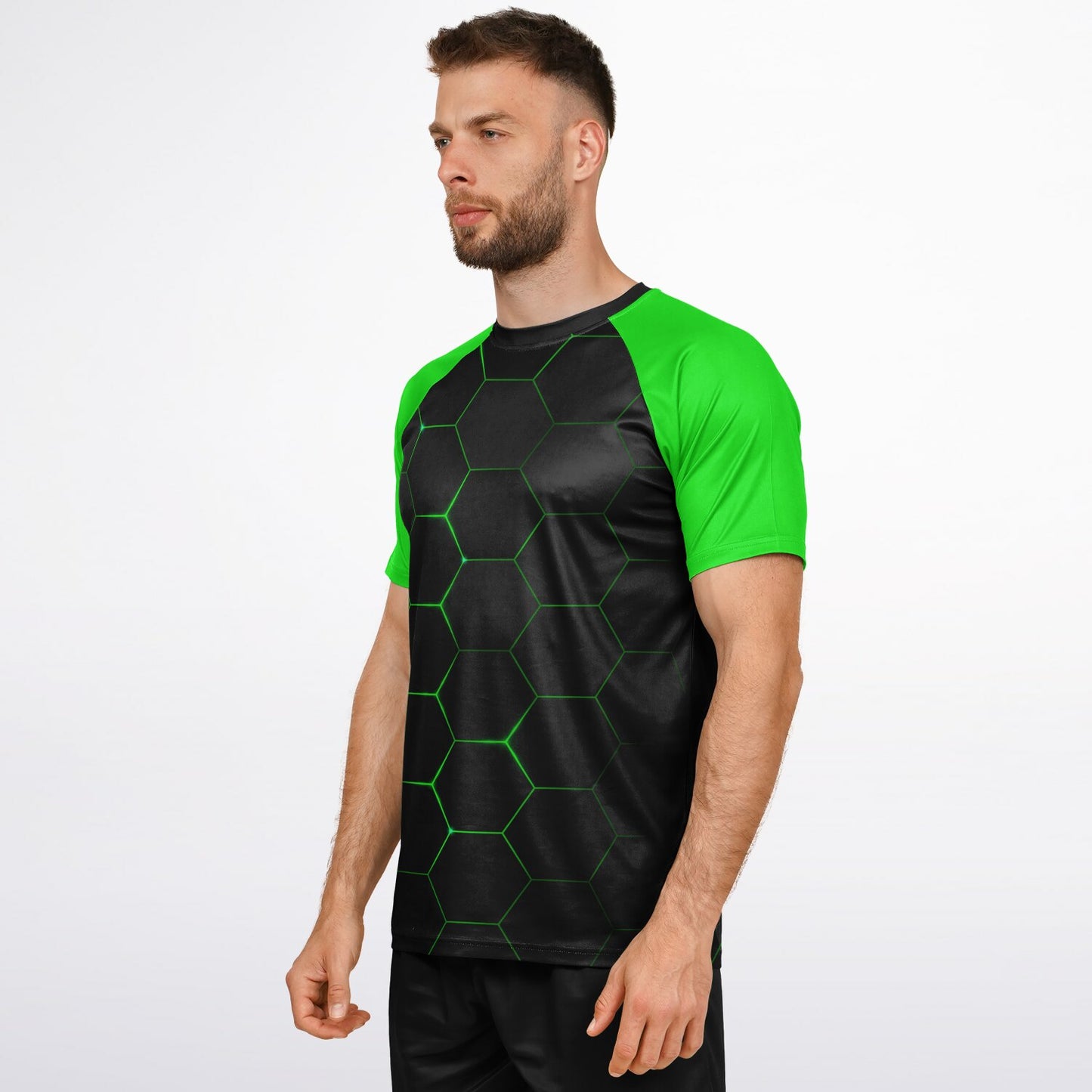 Hex Carbon with Green Men's Active Wear Jersey