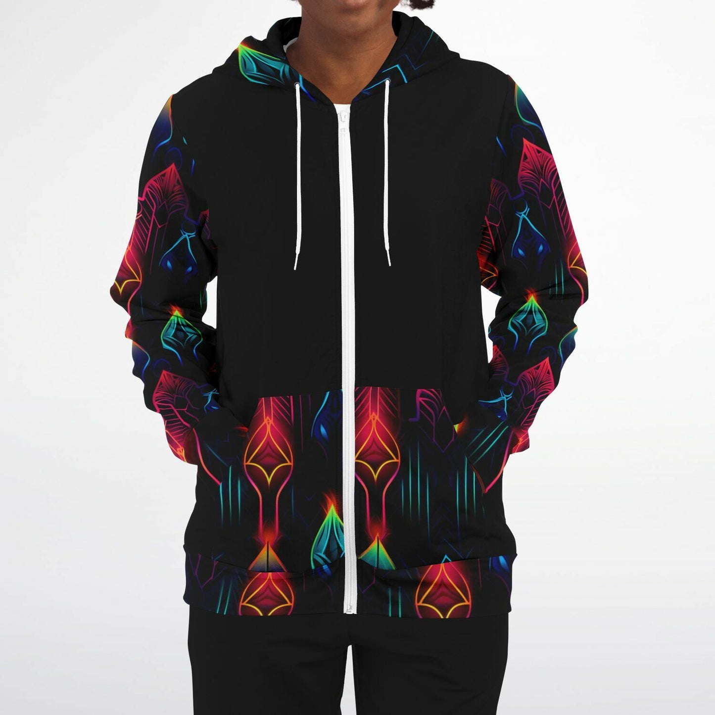 Neon Lights Zip-Up Hoodie - AOP D2