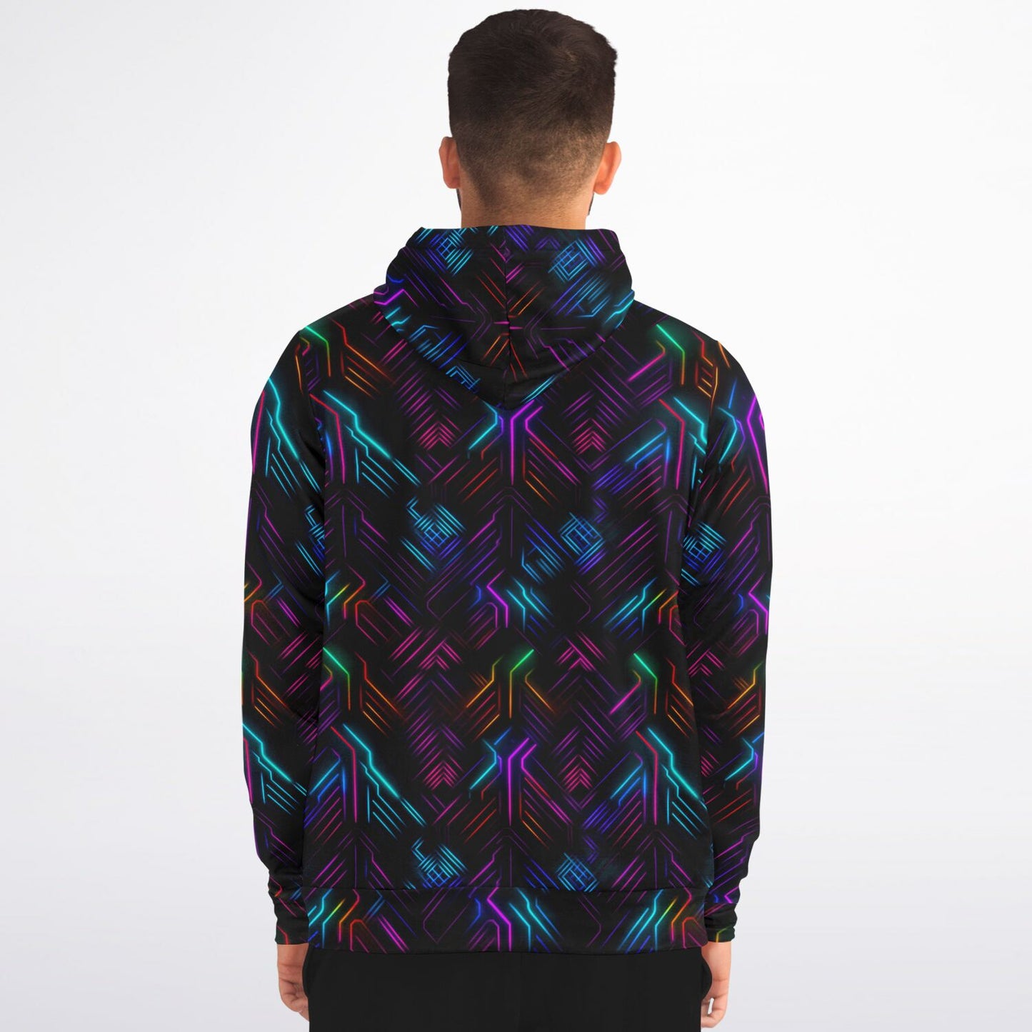 Neon Lights Zip-Up Hoodie - AOP D3