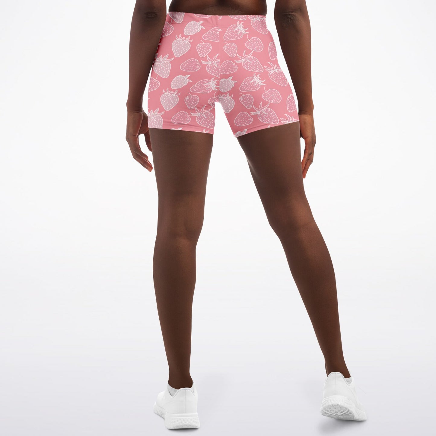 pink Strawberry Legging Shorts - AOP