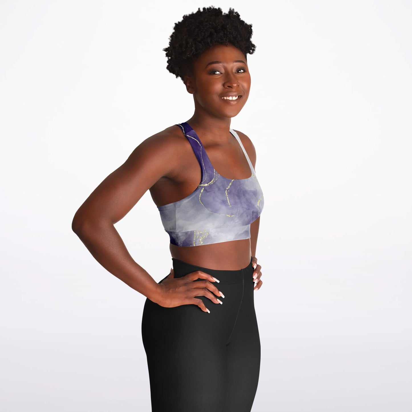Dark Purple with Gold Padded Sports Bra copy