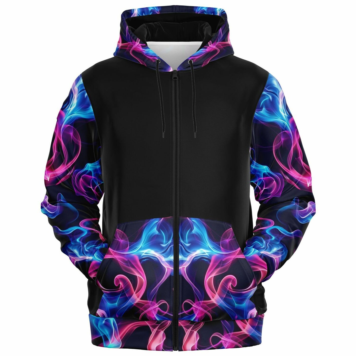 Neon smoke 1 Fashion Zip-Up Hoodie - Black