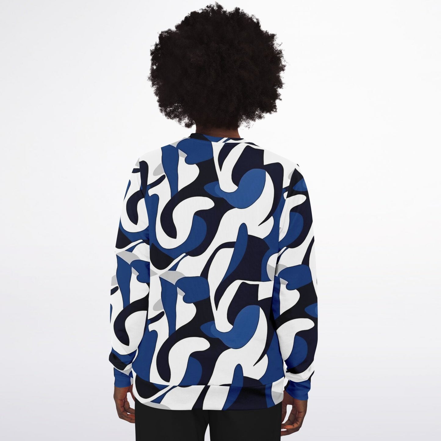 Blue with white and black crew Sweatshirt - AOP