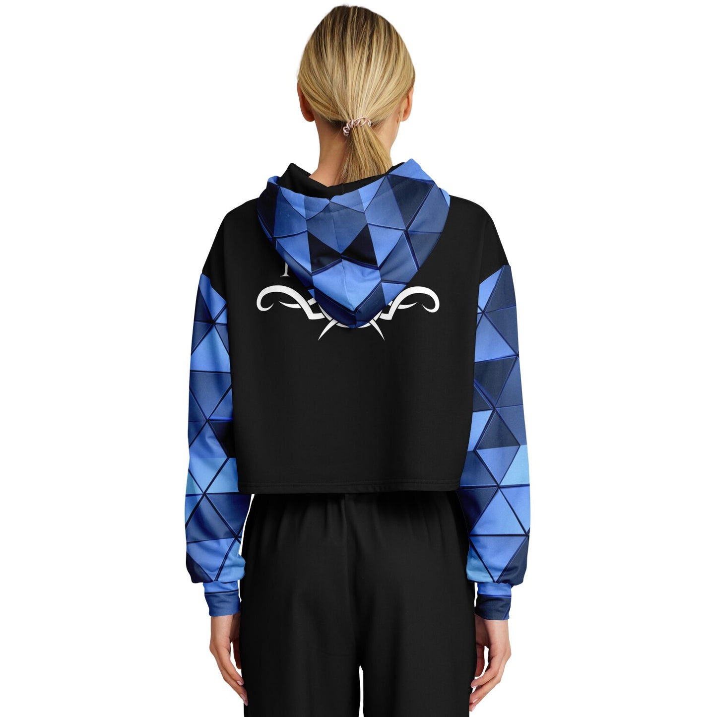 MICU, RN, Blue diamond Fashion Crop Hoodie - AOP
