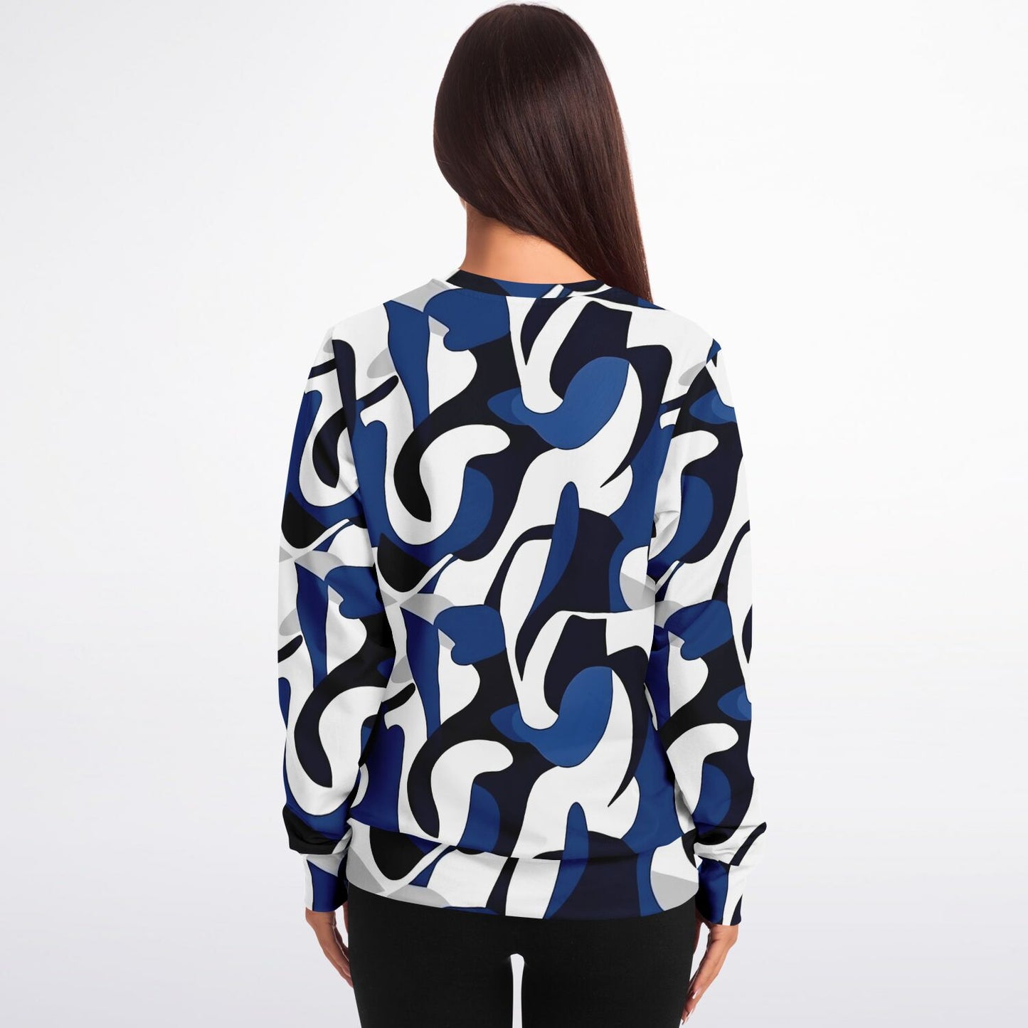 Blue with white and black crew Sweatshirt - AOP
