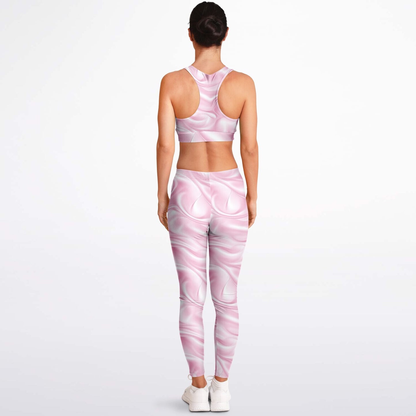Pink silk Padded Sports Bra & Leggings - AOP