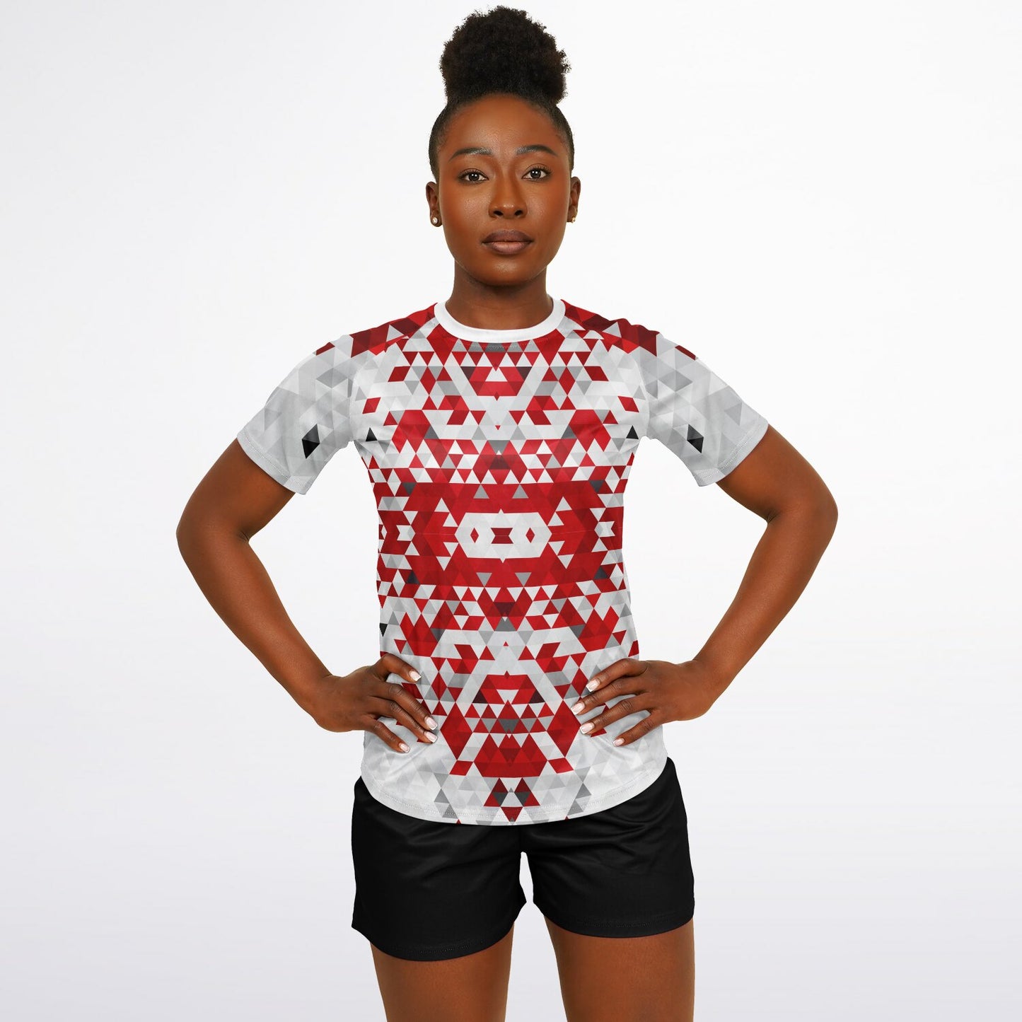 Women's active top - Red and white diamond