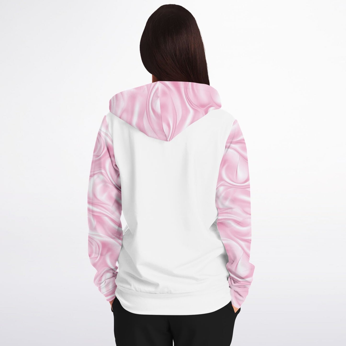 Pink Silk Zip-Up Hoodie - AOP