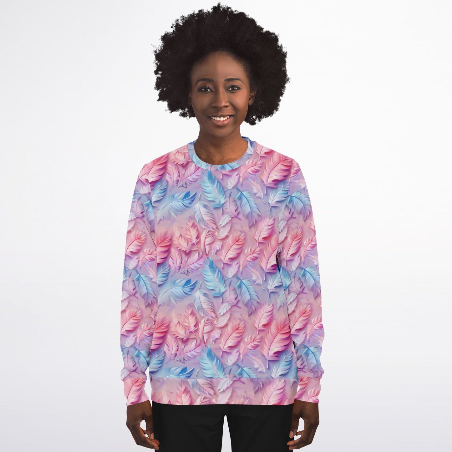 Pink and blue feathers crew Sweatshirt - AOP