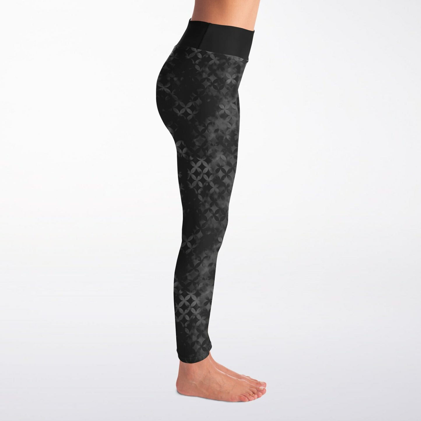 Black Noir Yoga Leggings - AOP D1