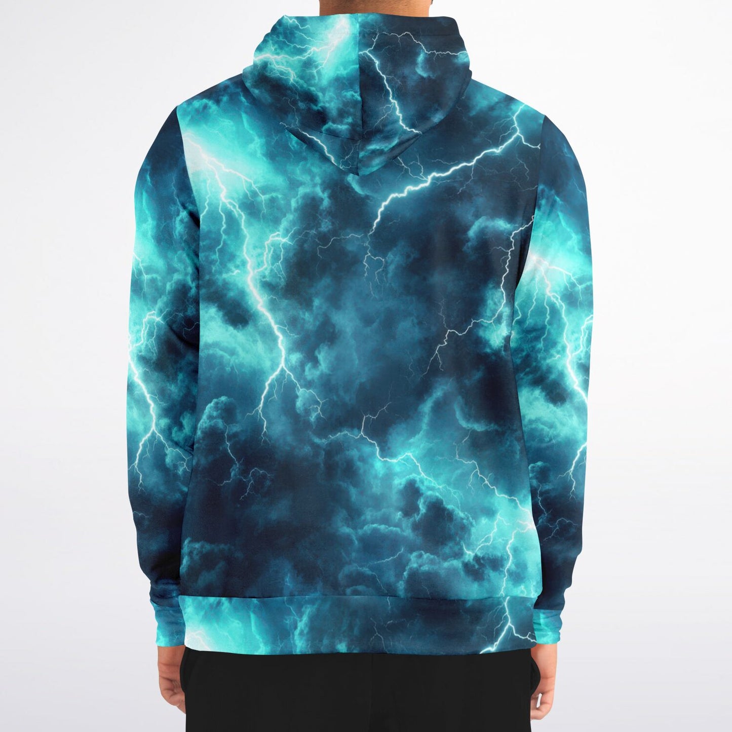 Turquoise Lightning Fashion Zip-Up Hoodie -