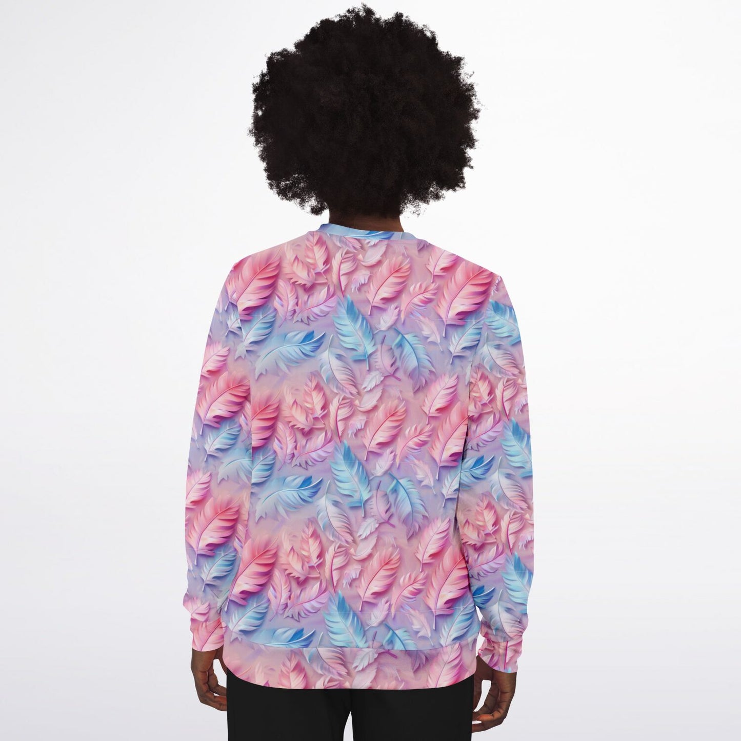 Pink and blue feathers crew Sweatshirt - AOP
