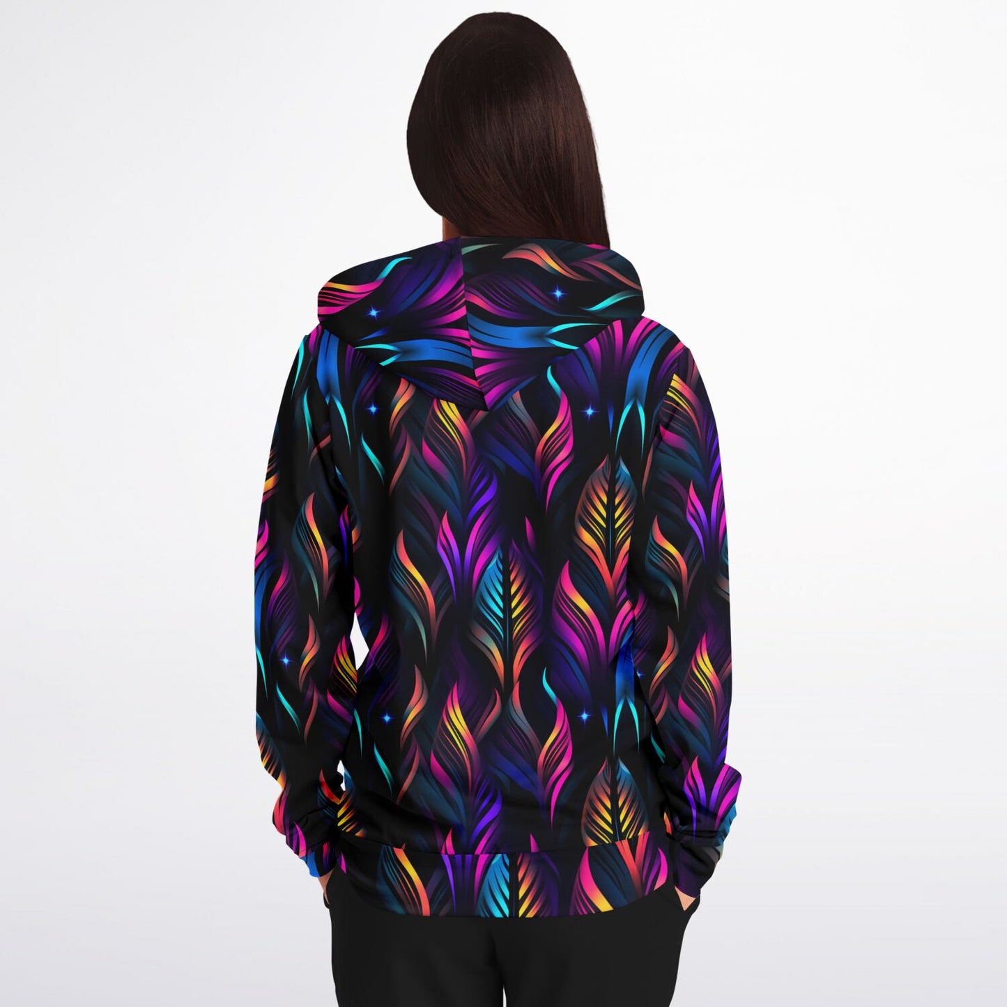 Neon Lights Fashion Zip-Up Hoodie - AOP D1