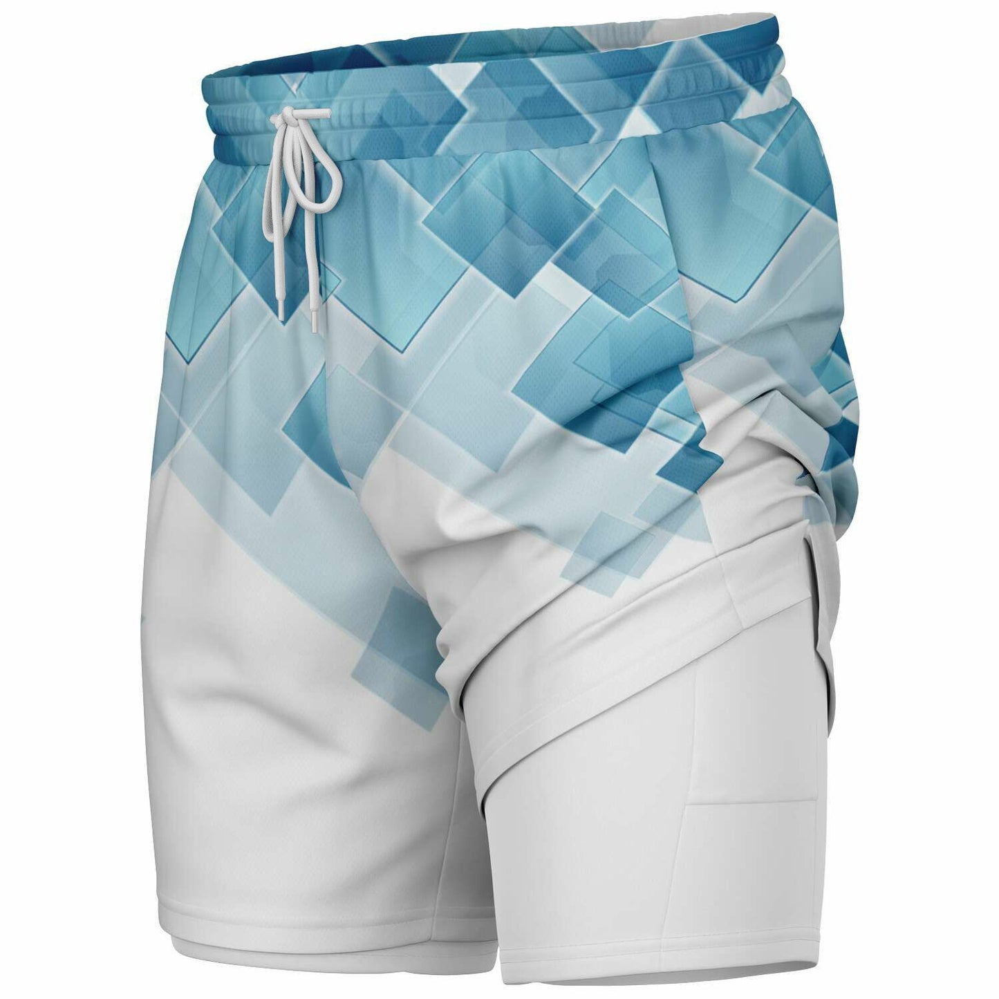 White blue diamond Men's 2-in-1 Shorts