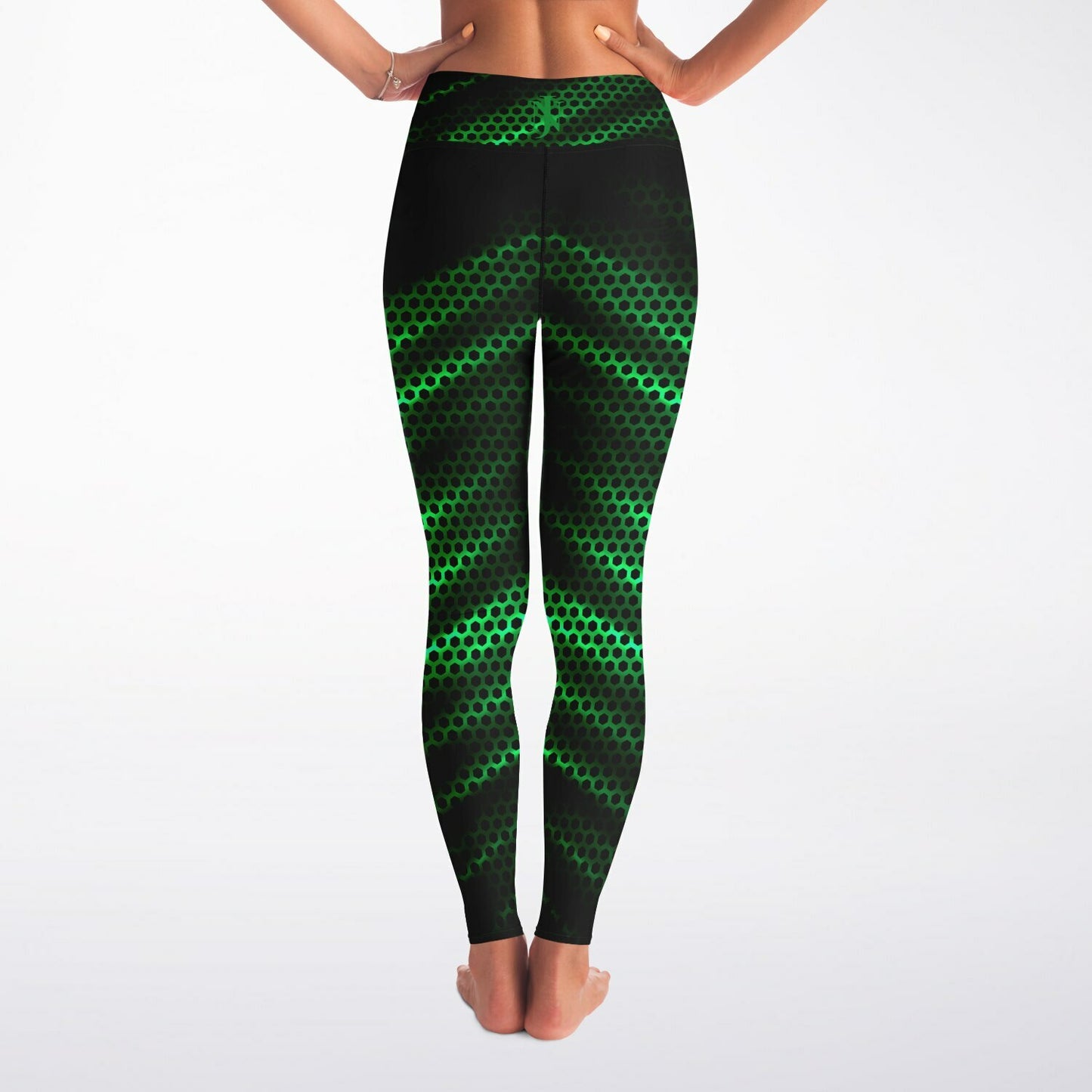 Black Carbon with Green Yoga Leggings