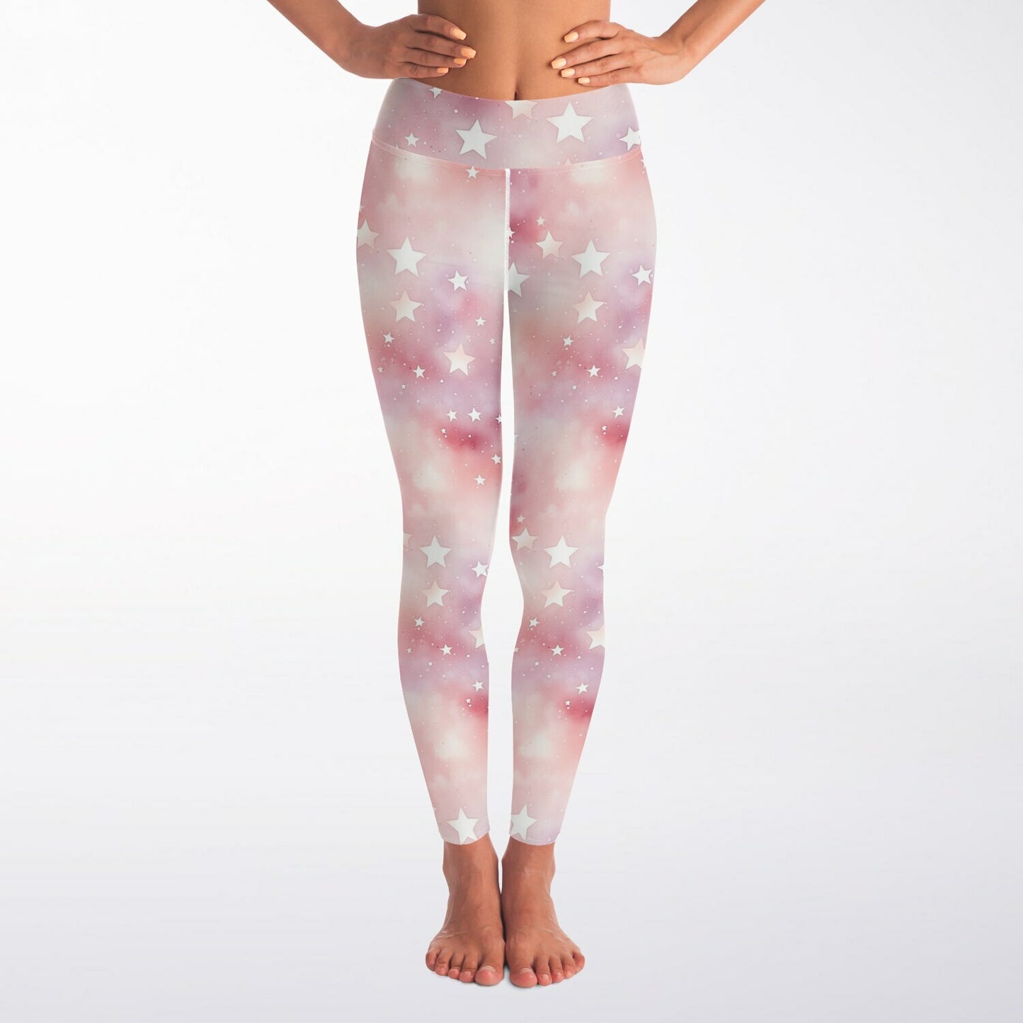 Pink Star Yoga Leggings - AOP