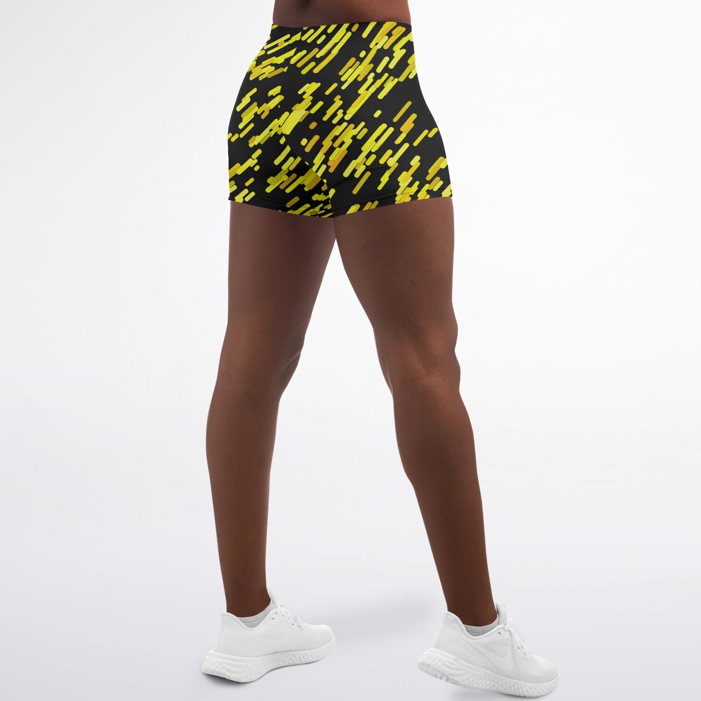 Yellow and black Legging Shorts - AOP