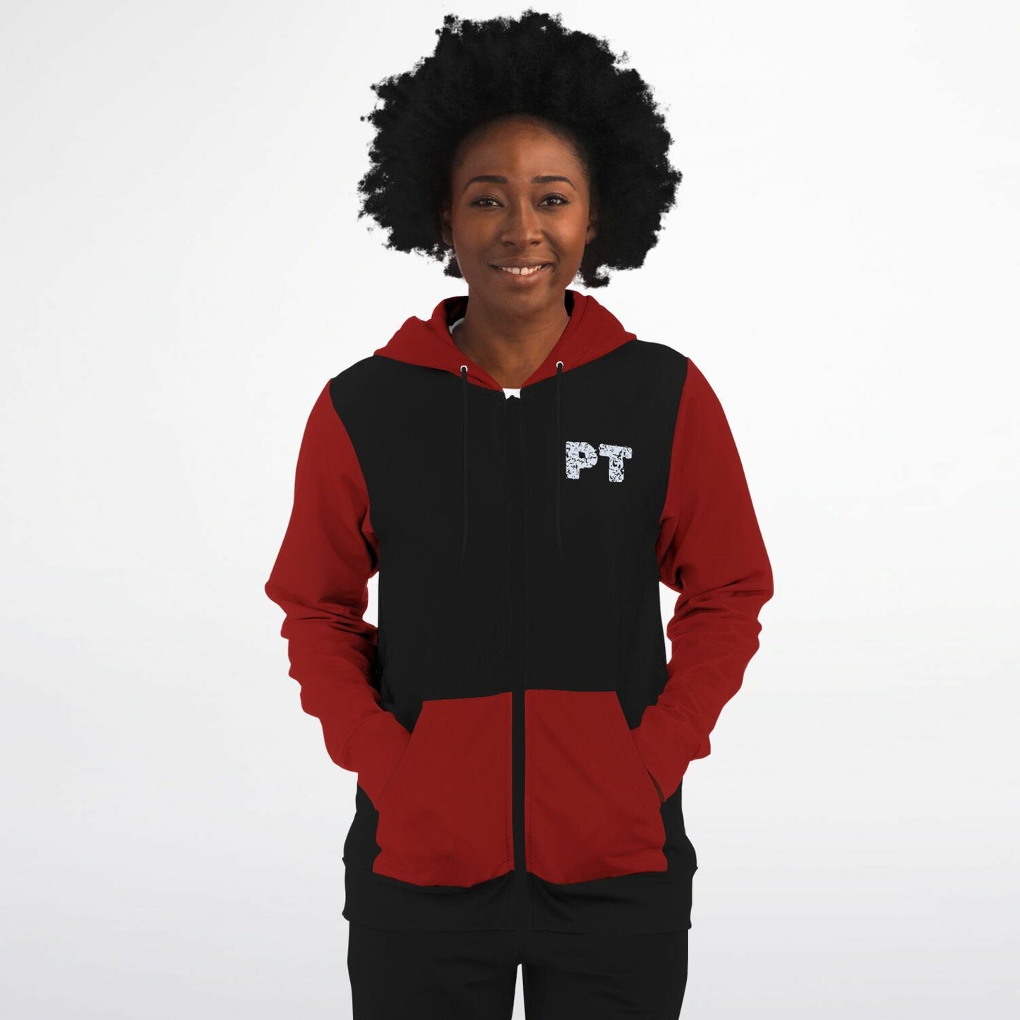 Physical Therapy US flag with Red sleeves Fashion Zip-Up Hoodie -