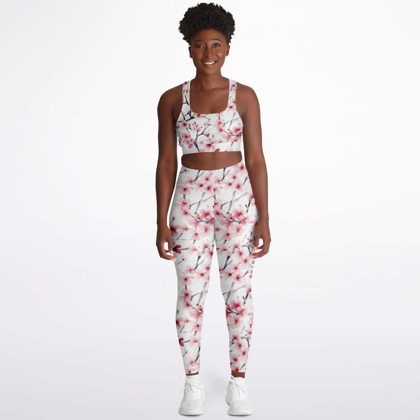Pink Tree Blossom's Padded Sports Bra & Leggings - AOP
