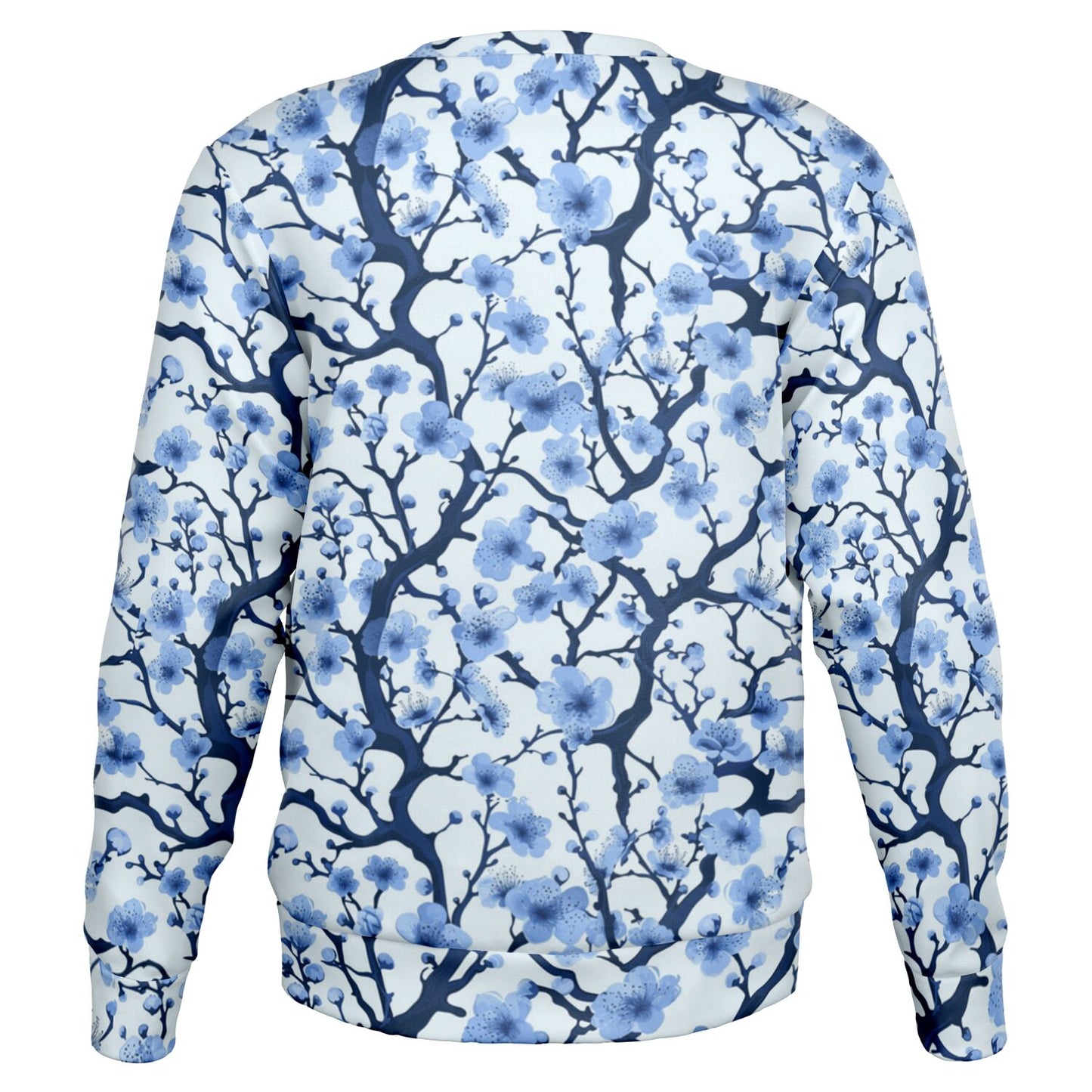 White with blue poplar tree crew Sweatshirt - AOP